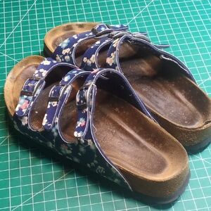 Birkenstock Floral Navy Sandals